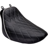 Image of LYX-007DMWTP - LE Pera Bare Bones Solo Seat For Harley Davidson FLDE 1750 ABS 2018-2020 Diamond Stitch/White Piping - Black/White