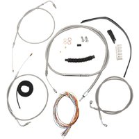 LA-8100KT2-16 - LA Choppers Handlebar Braided Cable/Brake Hose Kit For Harley Davidson FLHRS 1450 2004-2006 38 cm - 43 cm (15" - 17") - Clear-Coated
