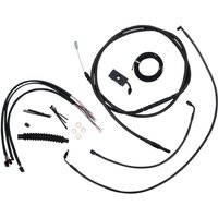 LA-8152KT2-16M - LA Choppers Complete Alternate Length Midnight Braided Handlebar Cable/Brake Hose Kit For Harley Davidson FLDE 1750 ABS 2018-2020 38 cm - 43 cm (15" - 17") - Black/Clear-Coated