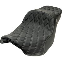 Image of 4729D - Slyfox Chariot Seat For Harley Davidson FLHX 1923 ABS 2024-2026 Double Diamond/Silver Logo - Black