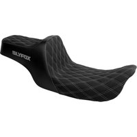 Image of 4694D-SLYFOX - Slyfox High Noon Seat For Harley Davidson FLD 1690 2012-2013 Double Diamond/Silver Logo - Black/Silver