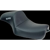 Image of 4684B-SLYFOX - Slyfox The Drifter Seat For Harley Davidson XL1200C 2004-2019 Carbon Fiber/Gray Logo/Smooth - Black