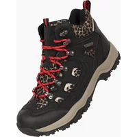 Women's Mountain Warehouse Womens/Ladies Adventurer Leopard Print Faux Suede Waterproof Walking Boots - Black - Size: 7.5 uk