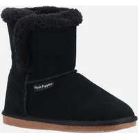 Women's Hush Puppies Ashleigh Suede And Faux Fur Women's Black Slippers - Size: 8
