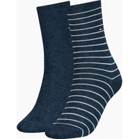 Women's Tommy Hilfiger 2 Pack Womens Crew Stripe Socks Navy - Blue - Size: 6.5/6/8/7.5/7