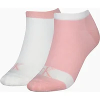 Women's Calvin Klein 2 Pack Trainer Womens Ankle Socks Pink/White - Size: 2.5/3/3.5/4/4.5/5
