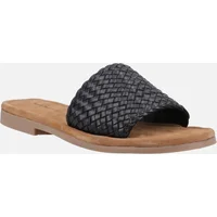 Women's Hush Puppies Hetty Slide Leather Women's Black Wide Sandals - Size: 3