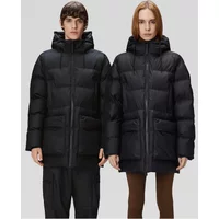Men's Rains Alta Long Puffer Cargo Jacket - 01 Black - Size: Regular/36
