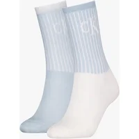 Women's Calvin Klein 2 Pack Trainer Womens Crew Socks Blue - Multi - Size: UK 6-7.5