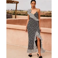 RO&ZO Women's Celeste Corsage-Detail Polka-Dot Dress - Black - Size: 6