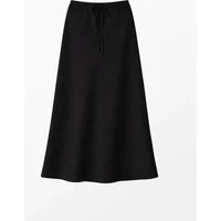 RO&ZO Women's Black Linen Blend Bias Skirt - Size: 16