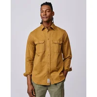 AUBIN Men's Sorrel Linen Blend Shirt - Yellow - Size: 44/Regular