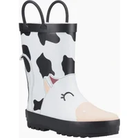 Cotswold Puddle 3D Rubber Kids Black/White Wellington Boots - Size: UK 5 / eu 22 / us 6