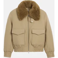 AMI Paris Men's Wool Sherling Collar Jacket Beige - Cream - Size: 40/Regular