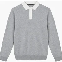 Men's Remus Uomo Long Sleeve Fine knit polo ECRU - Cream - Size: XL