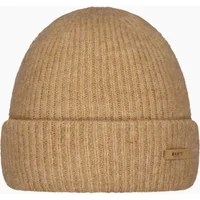 Women's Barts Womens Witzia Stretchy Ribbed Knit Knitted Beanie Hat - Cream/Brown - Size: ONE size