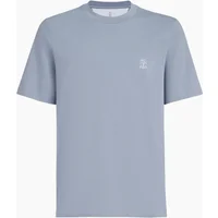 Men's Brunello Cucinelli Logo Print T-Shirt in Blue - Size: 38