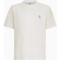 Men's Brunello Cucinelli Logo Print T-Shirt in Off-White - Size: 36