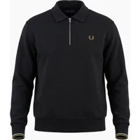 Men's Fred Perry Half Zip Collared Sweatshirt Black - Size: XXL