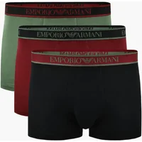 Emporio Armani Men's 3-Pack Black/Green/Red Boxer Trunks - Multi - Size: 33/32/32
