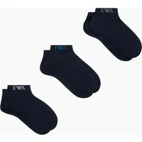 Emporio Armani Men's Cotton 3-Pack Monogram Eagle Logo Navy Ankle Socks - Size: One size