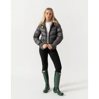 Women's Parajumpers Mariah Womens Hooded Down Bomber Jacket - Graphite Orchid 124 - Black - Size: 10/8