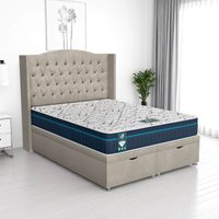 Luxe Chesterfield Curved Ottoman - Milan Cream, Super King 180 x 200 cm