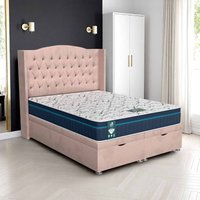 Luxe Chesterfield Curved Ottoman - Milan Pink, Super King 180 x 200 cm