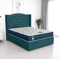 Luxe Chesterfield Curved Ottoman - Milan Teal, Super King 180 x 200 cm