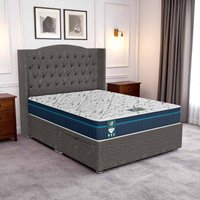 Luxe Wool Chesterfield Curved Divan Bed - Chrome Wool, King Size 150 x 200 cm