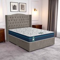 Luxe Light Milan Chesterfield Curved Divan Bed - Milan Silver, King Size 150 x 200 cm
