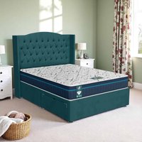 Luxe Dark Milan Chesterfield Curved Divan Bed - Milan Teal, King Size 150 x 200 cm
