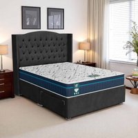 Luxe Dark Venice Chesterfield Curved Divan Bed - Venice Black, Euro Queen 160 x 200 cm