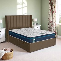 Ascot Stripe Curved Divan-Dark - Wheat Linen, Double 135 x 190 cm