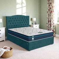 Milan Tufted Divan Bed-Dark - Milan Teal, Queen Size 120 x 190cm (Small Double)