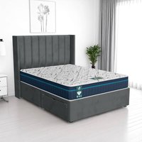 Wool Stripe Curved Divan - Steel Wool, King Size 150 x 200 cm