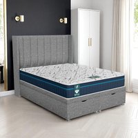 Ascot Stripe Curved Ottoman-Dark - Ascot Grey, Super King 180 x 200 cm