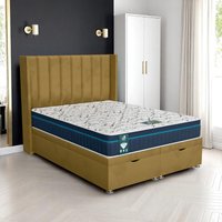 Milan Stripe Curved Ottoman-Dark - Milan Mustard, Super King 180 x 200 cm
