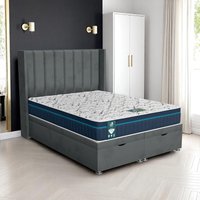 Wool Stripe Curved Ottoman - Steel Wool, Super King 180 x 200 cm
