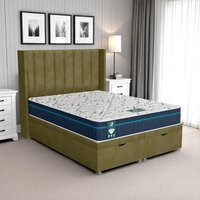 Venice Stripe Curved Ottoman-Dark - Venice Olive, Euro Queen 160 x 200 cm