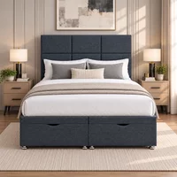 Ascot Square Panel Ottoman-Dark - Ascot Coal, Single 90 x 190 cm