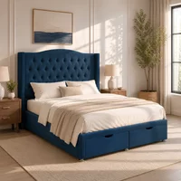 Milan Wingback Ottoman-Dark - Milan Midnight, Super King 180 x 200 cm