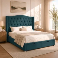 Milan Wingback Ottoman-Dark - Milan Teal, Super King 180 x 200 cm