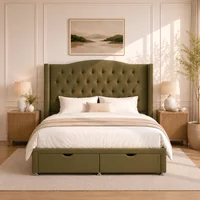 Venice Wingback Ottoman-Dark - Venice Olive, Super King 180 x 200 cm