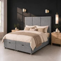 Ascot Panel Ottoman-Dark - Ascot Grey, Single 90 x 190 cm