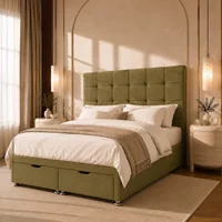 Venice Cubic Ottoman-Dark - Venice Olive, Single 90 x 190 cm