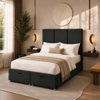 Venice Panel Ottoman-Dark - Venice Black, Super King 180 x 200 cm