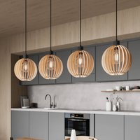 Envostar Clay pendant light, birch plywood, 4-bulb