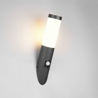 Trio Lighting Trioto outdoor wall lamp, matt black, 39 cm stainless steel, sensor