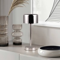 Reality Leuchten LED table lamp Jeff, chrome-coloured, height 30 cm, metal